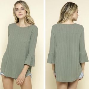 Olive Bell-Sleeve Boho Top